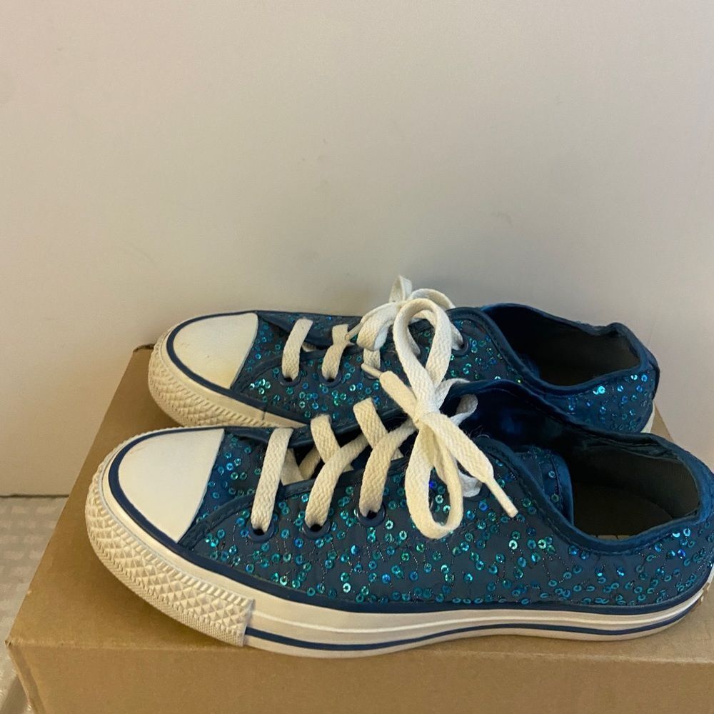 Converse Blue Sequin Low Top Sneakers